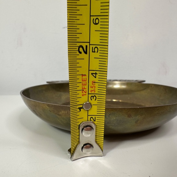 Vintage Mid Century Solid Brass Pocket Change Dish 5” Trinket Tray - Picture 9 of 9
